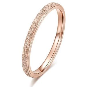 Damesring van titaniumstaal, roségoud, mat, zilver, elegante parel, zandstijl, staartring for koppels (Color : 2mmrosegold_9#)