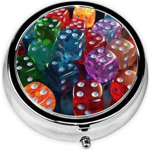 Pillendoos 3 compartimenten ronde kleine pillendoos reizen pillendoos voor portemonnee pocket games dobbelstenen set metalen geneeskunde organisator draagbare pillenhouder om vitamines medicatie