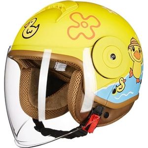 DOT/ECE goedgekeurde vintage motorfiets open-face helm voor jongens en meisjes, 3/4 kinder schattige helm met vizier, elektrische scooter kinder motorhelm E
