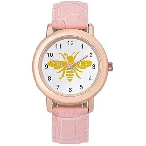 Save The Bees Horloges voor Vrouwen Mode Sport Horloge Vrouwen Lederen Horloge