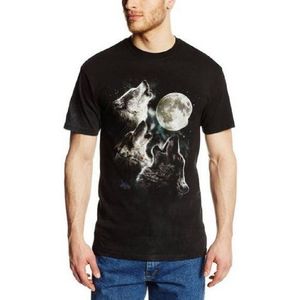 The Mountain Heren Three Wolf Moon T-shirt met korte mouwen, zwart 1, S, Donkergroen, L