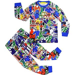 DYWPYCLQ Kinderen Jongens Pyjama Sets Mode Nachtkleding T-shirt+Broek 2 sets Game Cartoon 3D vrijetijdskleding Meisjeskleding 5-12 Jaar, Blauw, 11-12 jaar