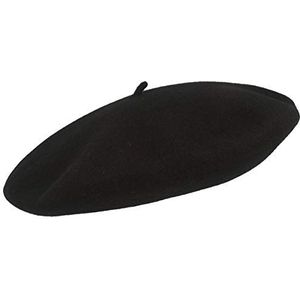 Elosegui Originele Franse baret baret Made in Spain 100% merino-wol met 13 inch brede plaat, zwart, 64 cm