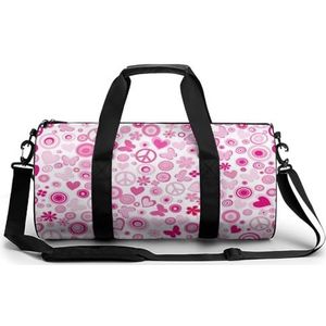 Roze Flower Power Draagbare Gym Bag voor Vrouwen En Mannen Reizen Plunjezak voor Sport Print Gymbag Grappige Yoga Tas