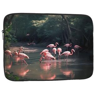 Roze Flamingo Laptop Sleeve Case Waterdicht Schokbestendig Notebook Case Cover Mode Aktetas Tas Lichtgewicht Computer Tas voor Vrouwen Mannen 17 inch