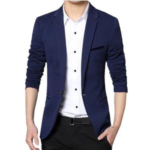 Heren Herfst Winter Pakken Jas Heren Koreaanse Slim Solid Blazers Jas Mens Casual Business Jacket, Blauw, XXL