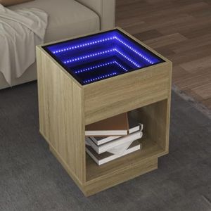 XGWKCNV Furniture select-Salontafel met Infinity LED Sonoma Eiken 40x40x50 cm