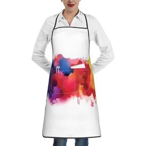 ZhaoYuGoods Vlekken van aquarel verf spetters schorten met zakken voor vrouwen, stijlvolle kookschorten voor keuken tuinieren salon, ideale print schort, Vlekken Van Aquarel Verf Splatters, Eén maat