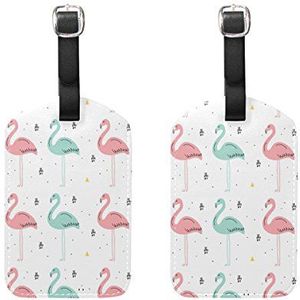 Aumimi Handgetrokken Flamingo reisbagagelabels koffer etiketten Pack van 2