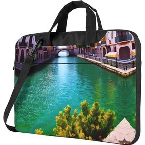 Gele ultradunne laptoptas met kip, laptoptassen voor bedrijven, geniet van een probleemloze en stijlvolle reis, Spanje Water City, 15.6 inch