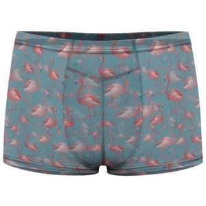 Aquarel Roze Flamingo Heren Boxer Slips Sexy Shorts Mesh Boxers Ondergoed Ademend Onderbroek Thong