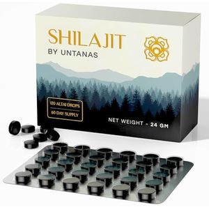 Originele Shilajit-tabletten – 120 tabletten, 400 mg per portie – pure shilajit-hars – rijk aan fulvinezuren en vochtige zuren – 100% zuiver