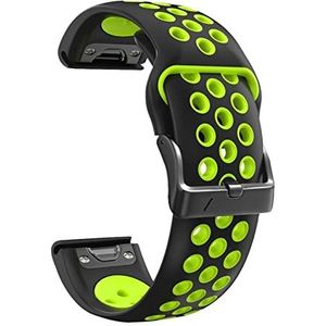 22 26 mm Kleurrijke Siliconen Strap Compatible With Garmin Fenix ​​5 5x Plus Fenix ​​6 6x Pro 3HR 935 945 Smartwatch Quick Release EasyFit Watchband (Color : Black Green, Size : 26mm Fenix 5X Plus)