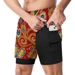 Bloem Pixel Art Grappige Zwembroek met Compressie Liner & Pocket Voor Mannen Board Zwemmen Sport Shorts