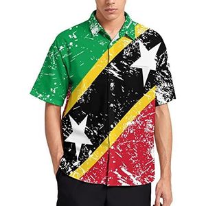 Nevis Retro vlag Hawaiiaans shirt voor heren zomer strand casual korte mouw button down shirts met zak