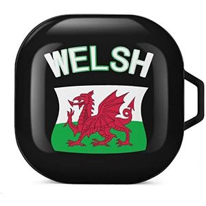 Welshe vlag oordopjes hoesje compatibel met Samsung harde schaal beschermhoes zwart-stijl