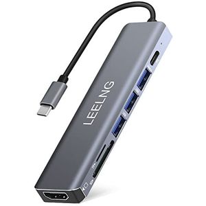 USB C-hub voor MacBook, 7-in-1 adapter Mac Adapter met HDTV, SD/TF-kaartlezer, USB C docking station voor computer/MacBook Pro Air/iPad/Surface/Samsung/Steam Deck/RogAlly/Type C