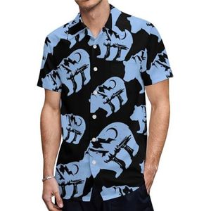 Bear Mountain Moon Heren Shirts met korte mouwen Casual Button-down Tops T-shirts Hawaiiaanse strand T-shirts M