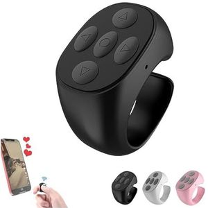 Fingertip Wireless Blue-tooth Remote Control,Bluetooth Finger Ring Page Turning Remote Control,Scrolling Ring for iphone,TIK-Tok Wireless Finger Scroller,Camera Remote Shutter for Phone (Black)