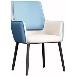 JAVYPPT Keuken eetkamerstoelen met ergonomische armleuningen rugleuning en metalen poten voor toonbank lounge receptie stoel (beige+blauw)