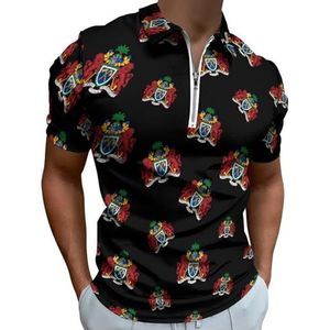 Coat Arms of Gambia Half Zip-up Polo Shirts Voor Mannen Slim Fit Korte Mouw T-shirt Sneldrogende Golf Tops Tees 5XL