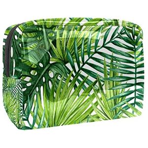 Make-uptas voor dames,waterdichte make-uptas,cosmetische reistas,groene tropische palmbladeren Afdrukken