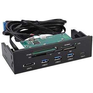 USB 3.0 hub op voorpaneel, multifunctioneel dashboard voor interne kaartlezer, 5,25-inch pc-voorpaneelondersteuning M2, MSO, geheugen, MS, XD, 64G CF-kaart, voor computerkast