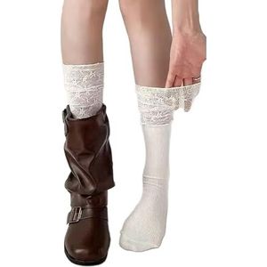 AJTUTUS Elegante Geschulpte Randen Sokken Comfortabele Luchtige Component Unisex Dagelijkse Slijtage Multifunctionele Styling Optie, Wit, One size