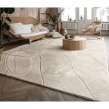 Vloerkleed Woonkamer Laagpolig Boho Patroon Scandinavisch 3D Modern, Maat:160x220 cm, Kleur:Crème 2