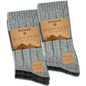 Occulto - Gloria - Warme Wollen Sokken - Grijs Mix - Pak van 6