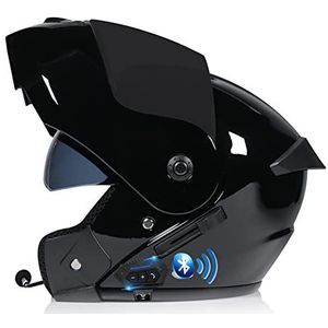 Opklapbare Bluetooth Motorhelm Modulaire Motorhelm Integraalhelm met Dubbel Vizier DOT/ECE Goedgekeurd met Microfoon voor Automatisch Beantwoorden Geïntegreerde Helm