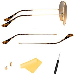 HiCycle2 Zonnebril Arm Tempels Tips Vervanging Voor RAY BAN RB3025 Zonnebril Reparatie Kit Onderdelen, (Goud) Tempelarmen+(amber) Tempel Tips, 120mm