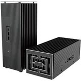 Akasa Turing RC Pro, ontworpen voor ASUS NUC 14/15 Pro Core™ i7, aluminium mini-ventilatorloze behuizing met thermische kit, USB A & C-poorten aan de voorkant, verticale of horizontale plaatsing