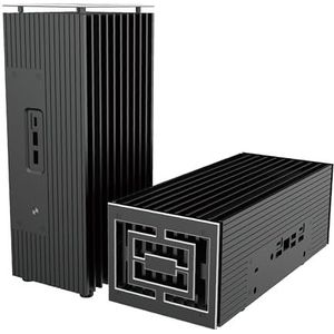 Akasa Turing RC Pro, ontworpen voor ASUS NUC 14/15 Pro Core™ i7, aluminium mini-ventilatorloze behuizing met thermische kit, USB A & C-poorten aan de voorkant, verticale of horizontale plaatsing