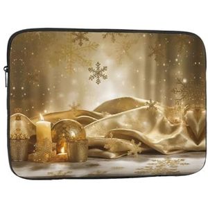 Laptophoes voor vrouwen goud zijde kerst print slanke laptop case cover notebook draagtas schokbestendige beschermende notebooktas 13 inch