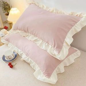 ABCRFT - Kussenslopen - Linnen Satijn - 2 Stuks - Met Ruches - Onzichtbare Rits