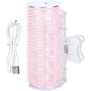 Elektrische krulspelden roze USB draagbare krulspelden Curling Hair Styling Tool Mini Elektrische Krulspelden Self Grip Rolls Compacte Multi Size Hot Roller (Pink)