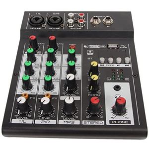 Compact Mengpaneel, Digitaal Display MP3 100-240V Eenvoudige Bediening Mini -mixer Energiebesparend 4-kanaals voor Thuis voor Karaoke (EU-stekker)