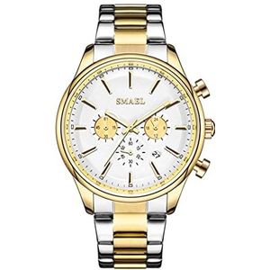 Herenhorloge, roestvrijstalen waterdichte analoge luxe horloge, zakelijke casual kwarts beweging chronograaf, stijlvolle klassieke multi -dial polshorloge,Gold a3