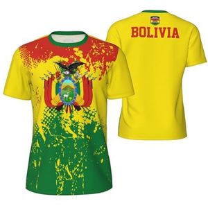 Sport T-Shirt Vintage Bolivia Vlag Graan Tees 3D Gedrukt voor Fitness Running Voetbal, Meerkleurig, S