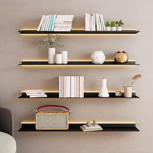 Floating Wall Shelves, Wall-mounted Lighting Fixtures Black Rectangular Indoor Display Shelf Wall Lamps Can Light Up Your Room Very Convenient And Beautiful (Color : Noir, Size : 120x20x6cm)
