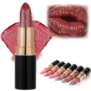 Diamond Glitter Lipstick, Langhoudende Roze Metallic Glitterlipstick, Diamond Nude Shimmer Lipgloss, Lichtgewicht Hydraterende Formule (06#)
