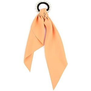 Chiffon voor dames, elastisch, bloemenprint, paardenstaart, sjaal, houder, haarband, lange haarband (effen, oranje)