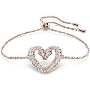 Swarovski Una Armband, Pavé, Hart, M, Wit, Roségoudkleurige Toplaag