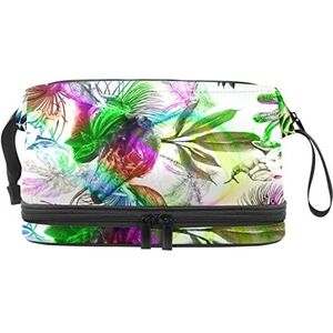 Dubbellaags Cosmetische Tas Wilde Dieren Draagbare Make-up Tas Reizen Organizer Pouch Voor Vrouwen Meisjes Toiletries Tassen, Meerkleurig, 27x15x14 cm/10.6x5.9x5.5 in, Make-up zakje