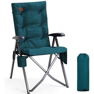 EVER ADVANCED Campingstoel, opvouwbaar, in 4 posities tot 150 kg, klapstoel, 6 cm dik, gevoerd met zijzak, drankhouder, tuinstoel, hoge rugleuning, visstoel voor camping, tuin, balkon