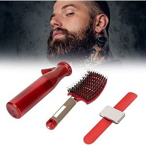 Ontwarren haarborstel, ontwarren borstel, ontwarren gebogen ventilatieborstel spuitfles haar clip pin polsbandhouder baard haar styling tool gemakkelijker ontwarren nat of droog haar (kleur: rood)