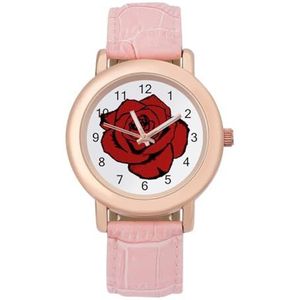 Rode Rose Horloges Voor Vrouwen Mode Sport Horloge Vrouwen Lederen Horloge
