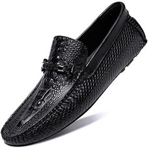 Heren Loafers Ronde Neus Kunst Krokodillen Print Leer Lichtgewicht Slipvast Platte Hak Feest Klassiek Instappers(37 EU)