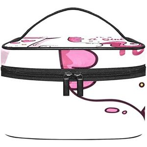 Roze Catoon Eenhoorn Het is een meisje make-up organizer tas, reismake-up tas organizer case draagbare cosmetische tas voor vrouwen en meisjes toiletartikelen, Meerkleurig, 22.5x15x13.8cm/8.9x5.9x5.4in
